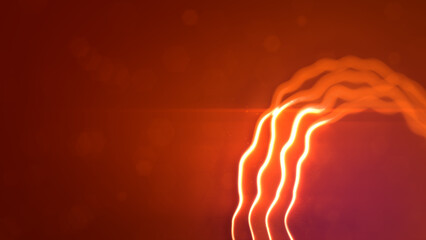 warm red - orange shimmering volumetric lines - abstract 3D illustration
