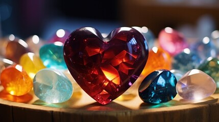 beautiful heart-shaped gemstone representing love and multicolored beauty.