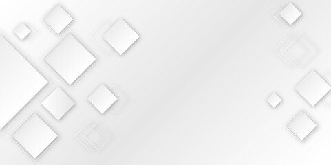 White transparent square abstract background design. Modern abstract background design with layers of transparent material in square shapes in random geometric pattern.