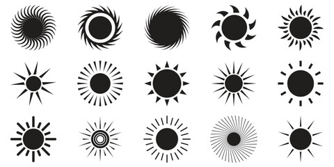 Sun set vector icon. Sun icon set.Sun vector icon set. Sunrise vector icon set. sunshine vector collection, summer, sunlight, vector illustration. - obrazy, fototapety, plakaty