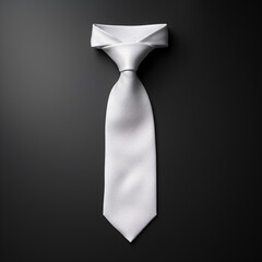 Fotografia de estilo mockup de corbata de color blanco sobre fondo oscuro