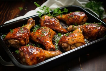 Flavorful Chicken drumsticks grilled food. Leg meal hot. Generate Ai