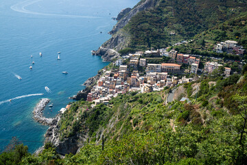 Panoramic view of the town of Riomaggiore Liguria