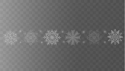 Tiny flying snow flakes illustration. Snowstorm dust freeze shapes. Snowfall sky white transparent wallpaper. Flat snowflakes january vector. Snow hurricane landscape.