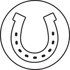Horseshoe icon. Black Line silhouette of horseshoe on transparent background. Horseshoe logo editable stock suitable for company logo, print, digital, icon, apps, and other marketing material purpose.