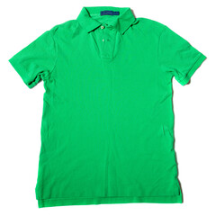 Green short sleeve polo shirt on white background