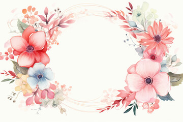 Illustration summer background frame wedding design flower card floral watercolor invitation