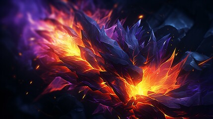 Fiery dragon creature. An abstract and fiery composition featuring a dragon creature in shades of red and orange, creating a visually striking and mythical design - obrazy, fototapety, plakaty