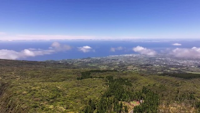 Town of Le Tampon on Reunion Island drone view
