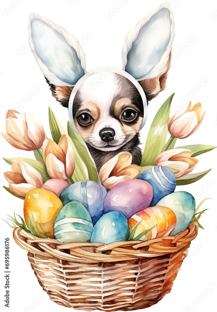 Aufkleber easter chihuahua portrait illustration created with generative ai technology