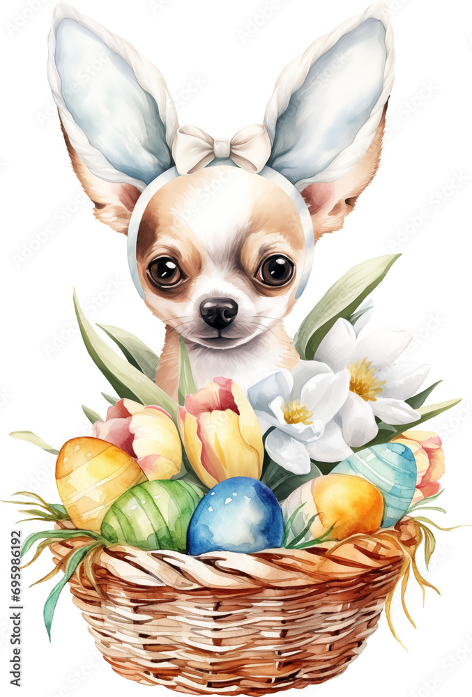 Aufkleber easter chihuahua portrait illustration created with generative ai technology