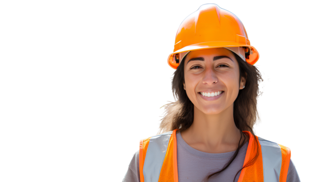 Working woman in construction transparent background