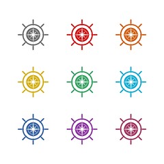 Ship wheel logo design concept  icon isolated on white background. Set icons colorful