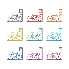 Park bicycle area place  icon isolated on white background. Set icons colorful