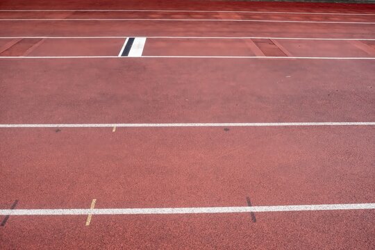 wet synthetic track in the athletics stadium