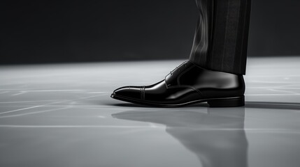 A pair of black shoes on black background