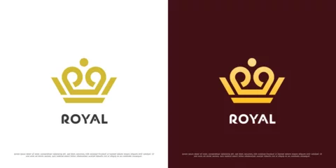 Foto op Plexiglas Royal crown logo design illustration. Simple geometric silhouette monarch royal pride king queen prince imperial heraldic aristocratic elegant icon. © Morvana