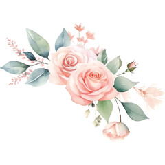 watercolor soft pink rose floral bouquet