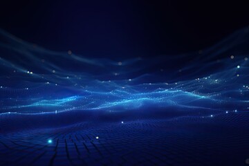abstract blue matrix digital cyberspace background 3d render illustration, Abstract blue digital...