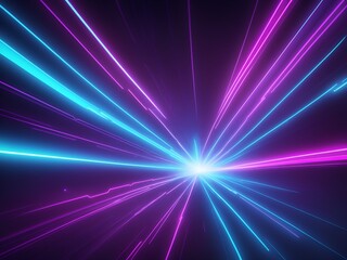 Abstract background of futuristic corridor with purple and blue neon lights
