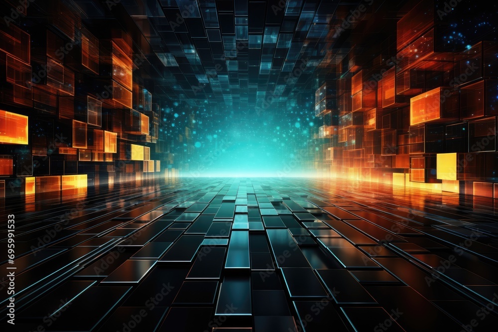 Poster abstract futuristic technology background, 3d render, computer digital image, abstract technology ba