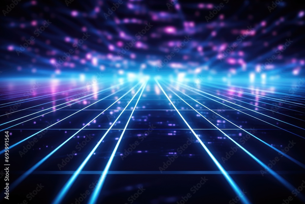 Poster futuristic technology background with glowing lines and dots. 3d rendering, abstract technology and 