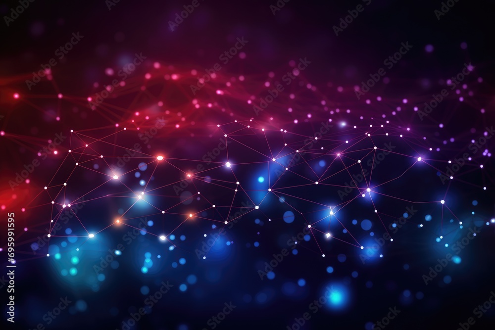 Poster abstract technology background with connecting dots and lines. network concept. 3d rendering, abstra