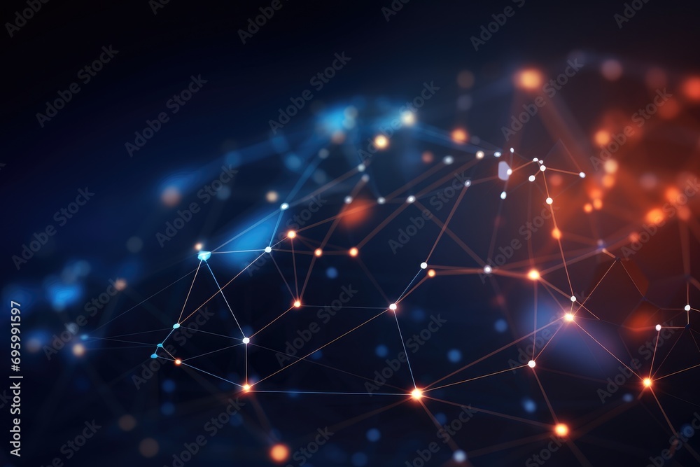Poster abstract technology background with connection lines and dots. 3d rendering, abstract technology bac