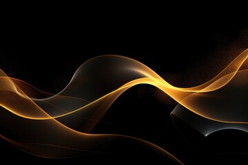 Abstract golden wave on black background. Vector illustration for your design, Abstract golden lines on black BG, AI Generated