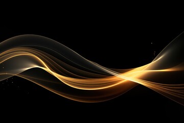 Abstract gold wave on black background. Vector illustration for your design, Abstract golden lines on black BG, AI Generated