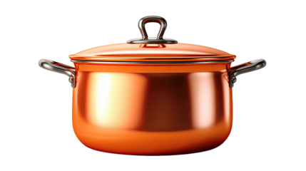 An Orange Pot with Lid on transparent Background