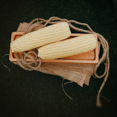 corn on the rustic wooden 