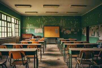Fototapeta na wymiar Interior of a empty classroom in elementary school