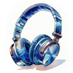 watercolor dj headphone clipart, Generative Ai
