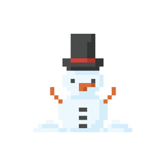 Snowman, icon in 8 bit style