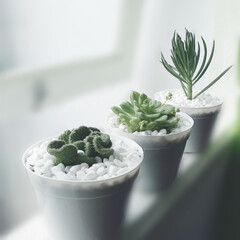 succulents indoorplant on the windowsill