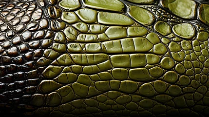 Muurstickers Background pattern crocodile alligator skin. Reptile skin close up. © puhimec