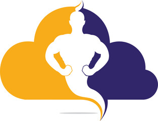 Genie Cloud Logo Design. Magic Fantasy genie concept logo. - obrazy, fototapety, plakaty