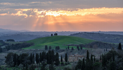 sunset on the Tuscany Mountains, Italy - 695999394