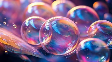 abstract background with bubbles.Soap bubbles of various shapes. Wallpaper, phone screensaver, computer wallpaper, screensaver - obrazy, fototapety, plakaty