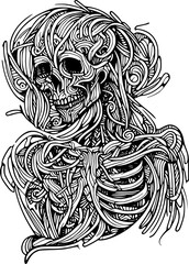 Stylized and abstract skeleton design