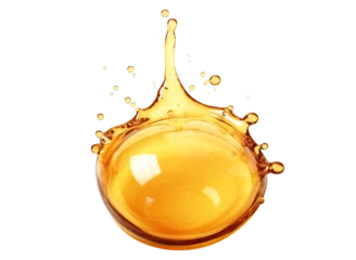 Fotobehang Round-shaped golden oil splash, cut out © Yeti Studio