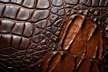 Zelfklevend Fotobehang Background pattern crocodile alligator skin. Reptile skin close up. © puhimec