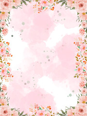 Pink Flower design border - wedding theme design , blank paper design