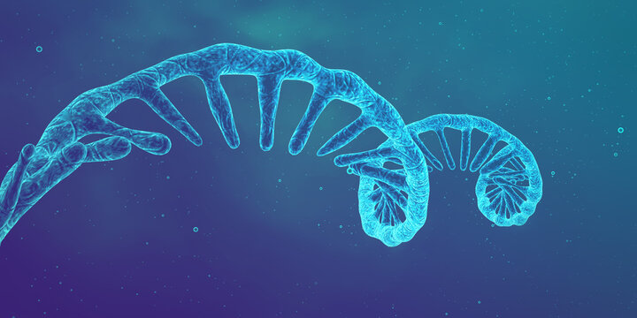 single helix - visualization of a unstable mRNA single-strand structure, cancer therapy, medical illustration, 3D rendering
