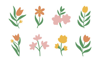 Abstract wildflowers vector clipart. 