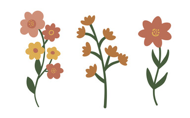 Abstract wildflowers vector clipart. 
