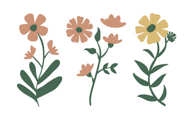 Abstract wildflowers vector clipart. 