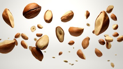 Obraz premium Realistic 3D Render of Pistachio Nuts in Motion