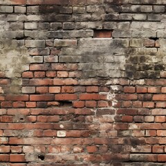 Seamless repeating pattern of vintage and weathered red brick wall texture with rustic charm